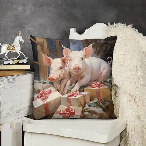 Vista 12 de Almohadas decorativas para cama, diseño de perro de Papá Noel con luces de Navidad, fundas de almohada para sofá para amantes de los perros, funda
