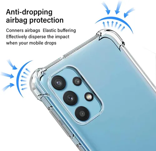 Vista 9 de Yiakeng Funda protectora para Samsung Galaxy A32 5G con protector de pantalla, transparente, delgada, de silicona suave, TPU protectora para Samsung