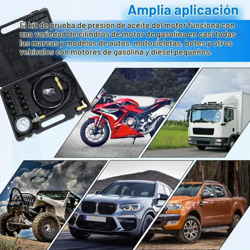 Vista 8 de JoyFans Herramienta probadora de presión de aceite, kit de medidor de presión de aceite de 0-140PSI para sistema de combustible, sensor mecánico