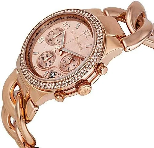 Vista 2 de Michael Kors Reloj Runway MK3247 en tono oro rosa para mujer, Oro rosado, MK3247 - Cronógrafo Twist Runway