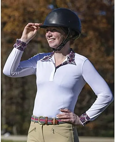 Vista 2 de Shires - Camisa de estilo ecuestre para mujer color morado y blanco
