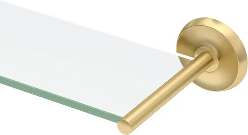 Vista 3 de Gatco 5057 Designer II - Estante de vidrio templado rectangular flotante, latón cepillado, estante de almacenamiento de ducha montado en la pared