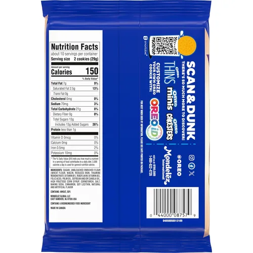 Vista 3 de OREO Galletas sándwich de bollo de canela, edición limitada, 10.68 onzas