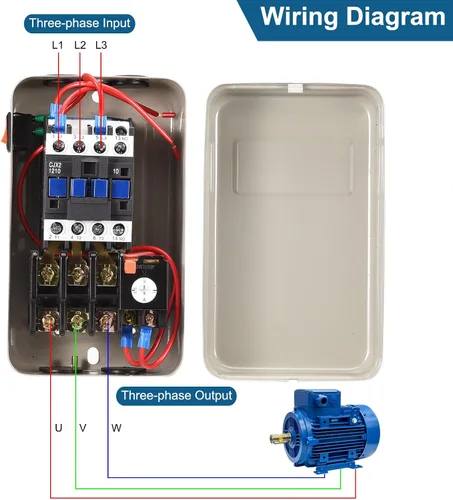 Vista 5 de MECCANIXITY Arrancador de motor eléctrico magnético, 380V 4KW 5HP, 3 fases Motor de interruptor magnético arrancador eléctrico para compresor de aire