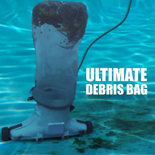Vista 8 de Bolsa de nailon de repuesto para limpieza de desechos de piscina, 15 x 24.5 pulgadas, limpiador de piscinas de hojas de 100 micrones, bolsa de malla