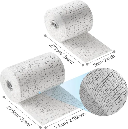 Vista 2 de 50 rollos de tela de yeso, tiras de gasa blanca, vendajes envolventes para manualidades, máscara de molde para el vientre, moldes corporales, arte