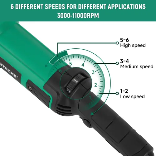 Vista 4 de Hoteche Amoladora angular de 5 pulgadas, amoladora eléctrica de velocidad variable de 11 amperios, con cable, para metal, compatible con discos