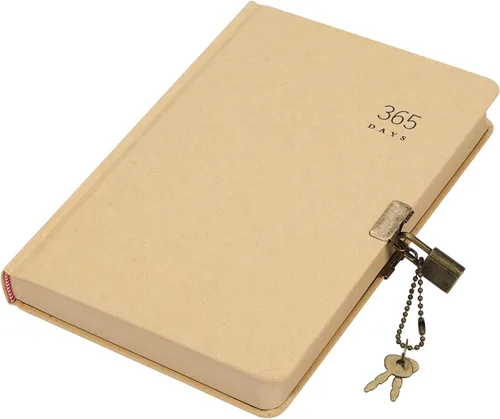 Vista 7 de Ibluelover Cuadernos ejecutivos de tapa dura A5 con cerradura y llave secreta, 365 días, cuaderno de bocetos, dibujo de garabatos, papel marrón