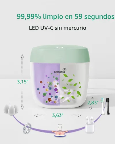 Vista 5 de GROWNSY Desinfectante de Chupones Portátil, Desinfectante de Luz UV Para Llevar, Estuche Desinfectante con Carga USB, Mini Desinfectante de Chupones
