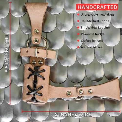 Vista 46 de Armory Replicas™ - Rana espada de cuero hecha a mano – Disfraz medieval LARP hebilla ajustable y cinturón de arma con cable soporte
