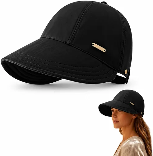 Vista 8 de Sombrero de sol de ala ancha para mujer con agujero para cola de caballo y Blanco sucio