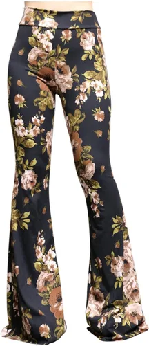 Vista 19 de ShopMyTrend - Pantalones de yoga largos con piernas anchas y acampanadas estilo palazzo, con cintura alta, para mujer