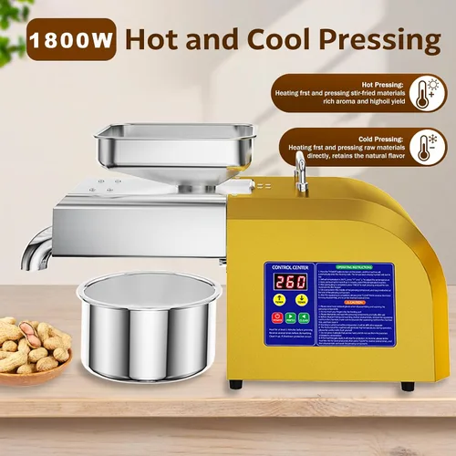 Vista 3 de máquina automática de la prensa del aceite de semilla 1800W, extracción caliente y fría Stainless steel, 11-20 lb/h output, 104-572°F control for