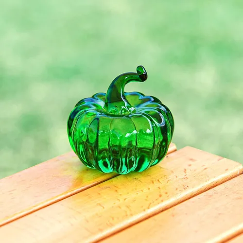 Vista 5 de Calabaza de cristal coleccionable – Decoraciones de otoño para el hogar, adorno de fruta de cristal, pisapapapeles, calabaza de cristal, decoración