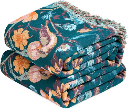 Vista 13 de Manta Bohemia – Manta suave 100% algodón para cama, 60"x80", reversible, transpirable, ligera, para otoño, todas las estaciones, decoración de casa