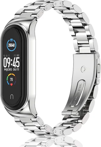 Vista 10 de Mi Band 6 Mi Band 5 Correa para Xiaomi Mi Band 4 3, Correa de reloj de acero inoxidable Pulsera de repuesto de metal para Mi Smart Band 6