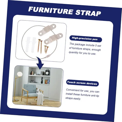 Vista 2 de Furniture Safety Strap for Child Proofing and PET Protection, 5 Set