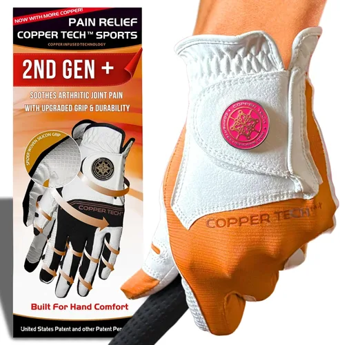 Vista 12 de Copper Tech Plus Ladies Golf Gloves Women (2nd Gen) Copper Compression Joint Support with Flexible & Comfortable Fit Tacky Silicone Pad