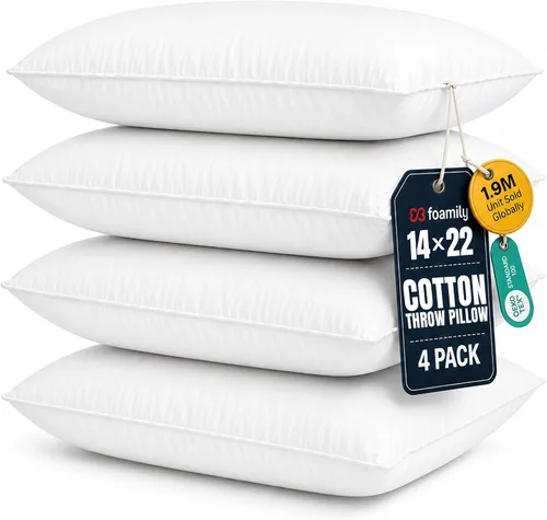 Vista 8 de Foamily Insertos de almohada 100% algodón de 12 x 12 pulgadas, rellenos de almohada para almohadas decorativas para sofá y cama, relleno de almohada