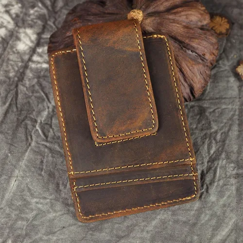 Vista 2 de Billetera de doble cara de cuero para hombre, moderna, pequeña, delgada, perfecta para tarjetas, monedas, etc. Billetera delgada y resistente