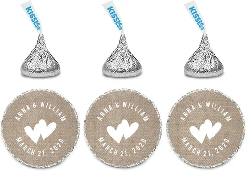 Vista 48 de Andaz Press Etiquetas personalizadas de gota de chocolate para boda, nombres y fecha redondos, turquesa aguamarina, paquete de 240, personalizadas