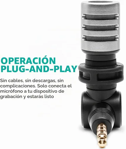 Vista 7 de Movo MA5SP - Micrófono de escopeta TRRS de 0.138 in para dispositivos iPhone o Android, micrófono omnidireccional para teléfono con rotación