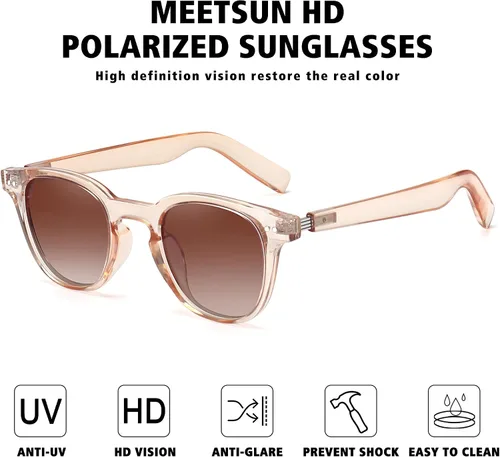 Vista 3 de MEETSUN Vintage Round Polarized Sunglasses for Women Classic Small Retro Shades UV400 Protection