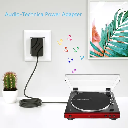 Vista 3 de VHBW Cable de alimentación de adaptador de CA para Audio-Technica AT-LP60X-BK, AT-LP60X-BW, AT-LP120XUSB-BK - Tocadiscos de accionamiento directo