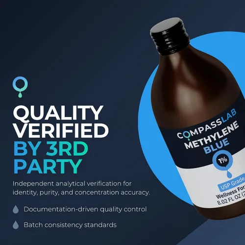 Vista 3 de Suplemento dietético de grado farmacéutico azul de metileno, grado USP, probado por terceros para la salud cerebral para humanos, sin formaldehído