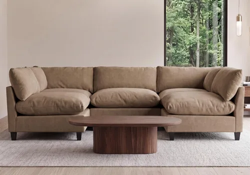 Vista 24 de Iroomy Sofá modular modular de felpilla de gran tamaño, asiento cómodo profundo, sofás de 2 plazas para sala de estar, color beige