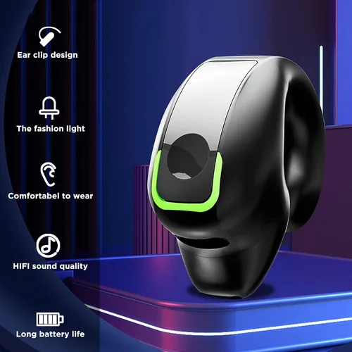 Vista 5 de Auriculares Bluetooth de oreja abierta: auriculares de conducción de aire con auriculares de clip y estuche de carga para correr y entrenar