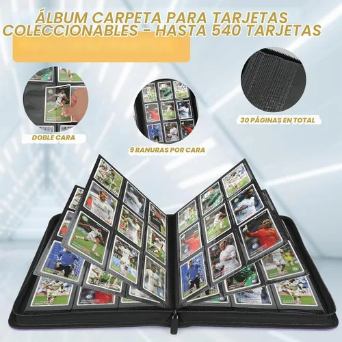Vista 4 de GERMUN Carpeta de tarjetas coleccionables con 9 bolsillos, carpeta de tarjetas con cubierta de poliuretano para 540 tarjetas, carpeta de colección