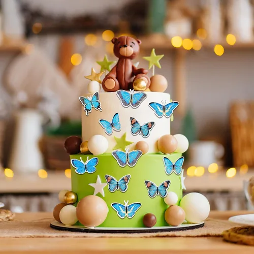 Vista 7 de Gyufise 36 adornos de mariposa para cupcakes, arte animado en 3D, decoración de cupcakes de mariposa, decoración de pastel de mariposa, baby shower