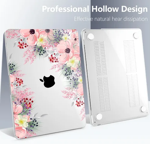 Vista 7 de Batianda - Funda para MacBook Air de 15 pulgadas con chip M5 M4 M3 M2, color rubor jardín Hermoso diseño floral.