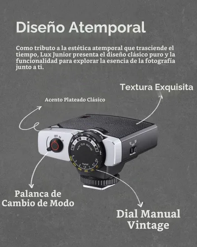 Vista 5 de Godox Lux Junior Retro Cámara Flash con puertos de sincronización de PC (negro, 4.6oz)