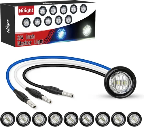Vista 15 de Nilight Luz de marcador redonda de 3/4 pulgadas, 10 unidades, luz LED ámbar de separación, 2 conectores, indicadores laterales, luces de bala IP68