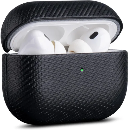 Vista 11 de Haobobro Funda de piel para AirPods Pro 3, piel seleccionada respetuosa con la piel, con textura de fibra de carbono, hecha a mano, funda rígida