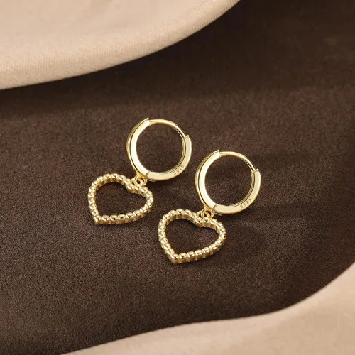 Vista 5 de SLUYNZ Aretes de aro de plata de ley con forma de corazón para mujer, aretes de aro pequeños con forma de corazón