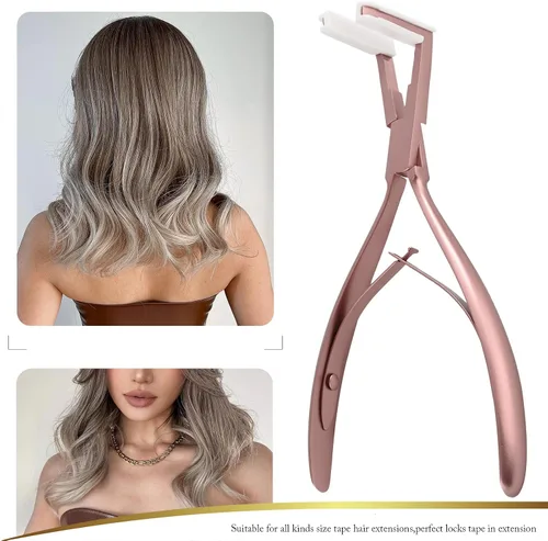 Vista 7 de EHDIS Cinta en extensiones de cabello Alicates de acero inoxidable Extensiones de superficie plana Cinta de sellado de cinta Alicates Herramienta