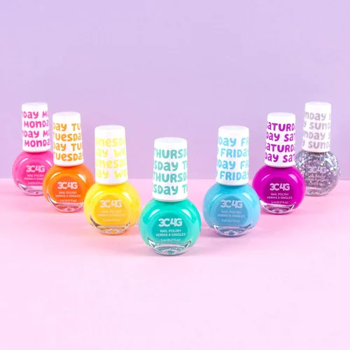 Vista 3 de Juego de esmaltes de uñas brillantes para niñas y adolescentes, 7 colores vibrantes, no tóxicos, seguros para niños para todos los días