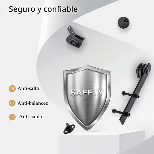 Vista 3 de EaseLife Kit de riel de puerta corredera de granero de 6 pies, polea recta, resistente, se desliza suavemente silenciosamente, fácil de instalar