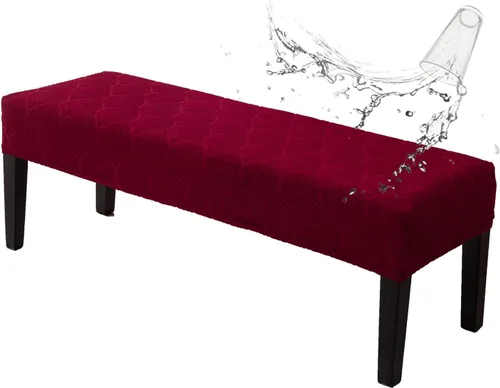 Vista 19 de Genina Fundas impermeables para banco de comedor, protector de asiento de banco de jacquard elástico, funda de banco rectangular para dormitorios