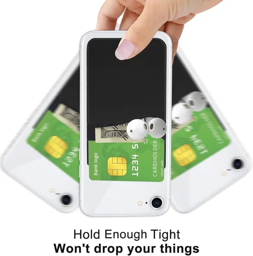Vista 3 de Senose Soporte para tarjetas de teléfono, billetera para teléfono con doble bolsillo para la parte posterior del teléfono celular de silicona