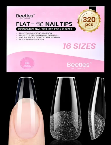 Vista 35 de Beetles - Kit de uñas de gel FlatX, almendra corta, 320 puntas de uñas de 16 tamaños, con pegamento sólido de uñas de 0.5 onzas, removedor
