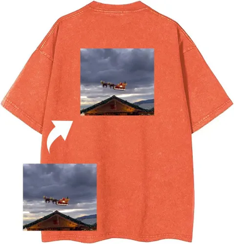Vista 2 de GDSHAPE Camiseta de gran tamaño personalizada, diseña tu propia camiseta de algodón de gran tamaño de media manga, camiseta casual suelta vintage