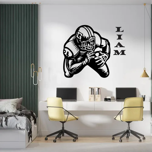 Vista 2 de Calcomanías de pared de fútbol personalizables – Calcomanía personalizada de jugador de fútbol – Selecciona el número y el nombre de tu jugador