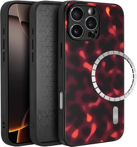 Vista 24 de Funda para iPhone 17 Pro, cubierta delgada de TPU con diseño de caparazón de tortuga ligera para mujeres, soporte para teléfono con protección Carey