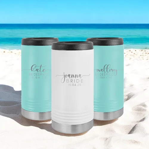 Vista 8 de Coozie - Enfriador de latas personalizado de acero inoxidable duro para bebidas populares delgadas enlatadas – Mantiene las bebidas frías hasta 12