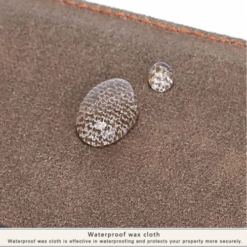 Vista 6 de SUMGOGO Billeteras para hombres y mujeres, bolso de mano para teléfono y tarjeteros, bolso vintage de lona de cuero auténtico, doble bolsillo