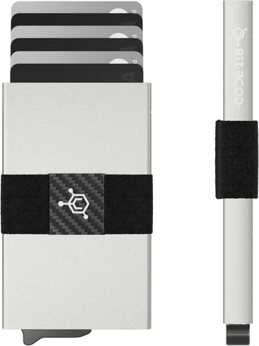 Vista 21 de CODE 118 Billetera – Billetera inteligente automática premium, bloqueo RFID, billetera de metal minimalista emergente para hombres, aluminio de 24K